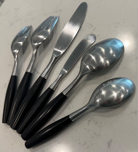 6 Piece Vintage Dansk Black Kongo Flatware Set Germany Place Setting - Picture 9 of 14