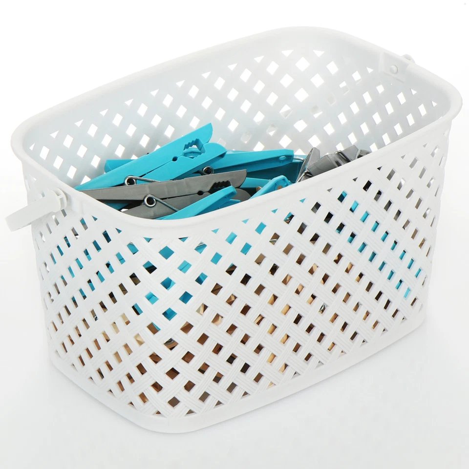 3x Wäscheklammer-Körbchen - Klammerbeutel im Korb-Design - weiß/grau/schwarz - Bild 4 von 4