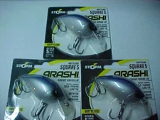 3 NEW STORM Arashi BLUE SILVER SQUARE bill  2-3/8"  5/8 oz Dives 5ft RATTLE
