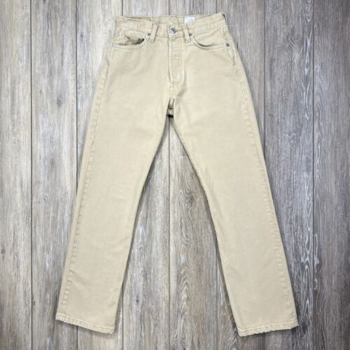 Vintage Levi’s 501 Size 27x32 Beige Khaki Tan Made In Mexico Worn Pre-Owned - Picture 1 of 6