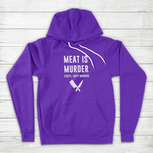 Meat Is Murder Tasty Murder Sarcastic Carnivore Funny Gift Dad Hoodie Sweater - Picture 9 of 12
