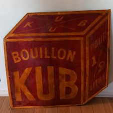 Vers 1930 - Grande Plaque Émaillée Ancienne Bouillon KUB Taille de 1 Mètre !