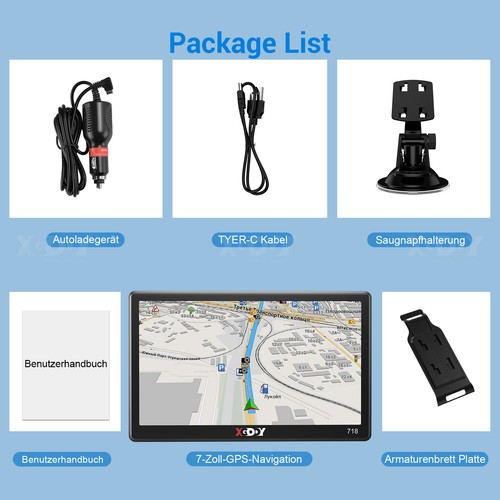 XGODY 7 Zoll GPS Navigationsgerät Wohnmobil PKW Navi LKW Navigation TypeC TF FM - Bild 14 von 14