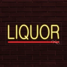 BRAND NEW "LIQUOR" w/UNDERLINE 30x12X1 INCH LED FLEX INDOOR SIGN 30086