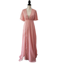 Lulu's Womens Total Enchantment Flutter Sleeve Maxi Dress Pink Size M NWT