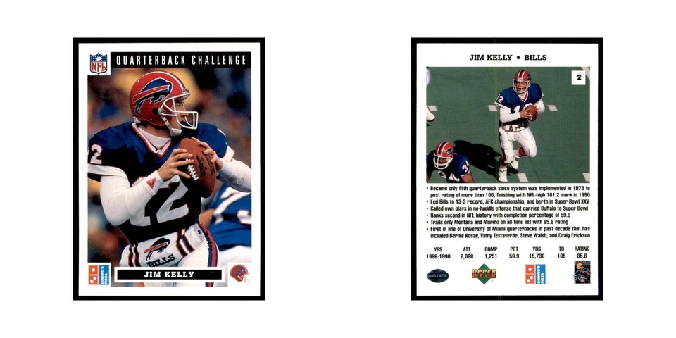 Jim Kelly 1991 Upper Deck Domino's #2 Football Cards Football Card NM - Image 3 of 3