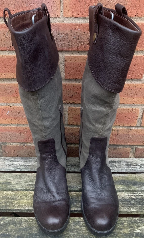 Botas Nina Nina de cuero real/lona hasta la pantorrilla talla 7/40 para dama Foto 2 de 4