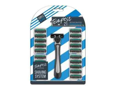 Men’s Razor Pack – 3 Blade Shaving Kit – 20 Refill Cartridges + Handle – 21 Piec