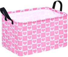 Pink Valentine Gift Love Storage Basket Clothes Laundry Storage Box Shelf Bin...