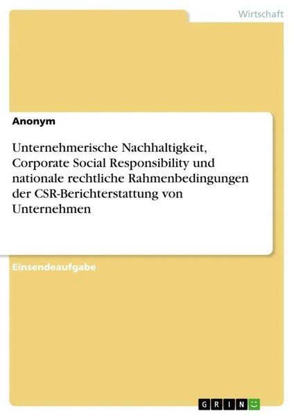 Unternehmerische Nachhaltigkeit, Corporate Social Responsibility Und...-image