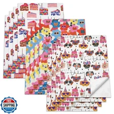 American Greetings Birthday Wrapping Paper Sheets with Gridlines, Designed by