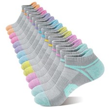 Womens Ankle Socks Athletic Cushion Low cut Mositure Gray Multicolor-7 Pairs