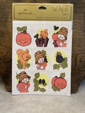 Vintage Pack of 4 Sheets of Hallmark Halloween /Autumn Sticker Seals NOS