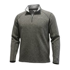 Eddie Bauer Mens Quarter Zip Pullover 2XL Gray Heathered Fleece Logo Mock Neck