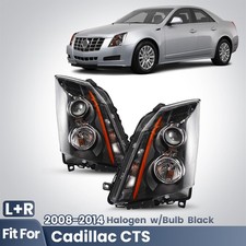 Upgrade Halogen Headlight For 2008-2014 Cadillac Cts Black Wbulbs Leftright