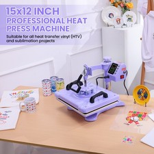 5-in-1 Heat Press Machine for T Shirts 12"x15"Professional Swing Away Heat Press