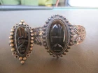 Vtg Sterling Silver Mexican Native Indian Bracelet,  Warrior Ring, Carved Faces
