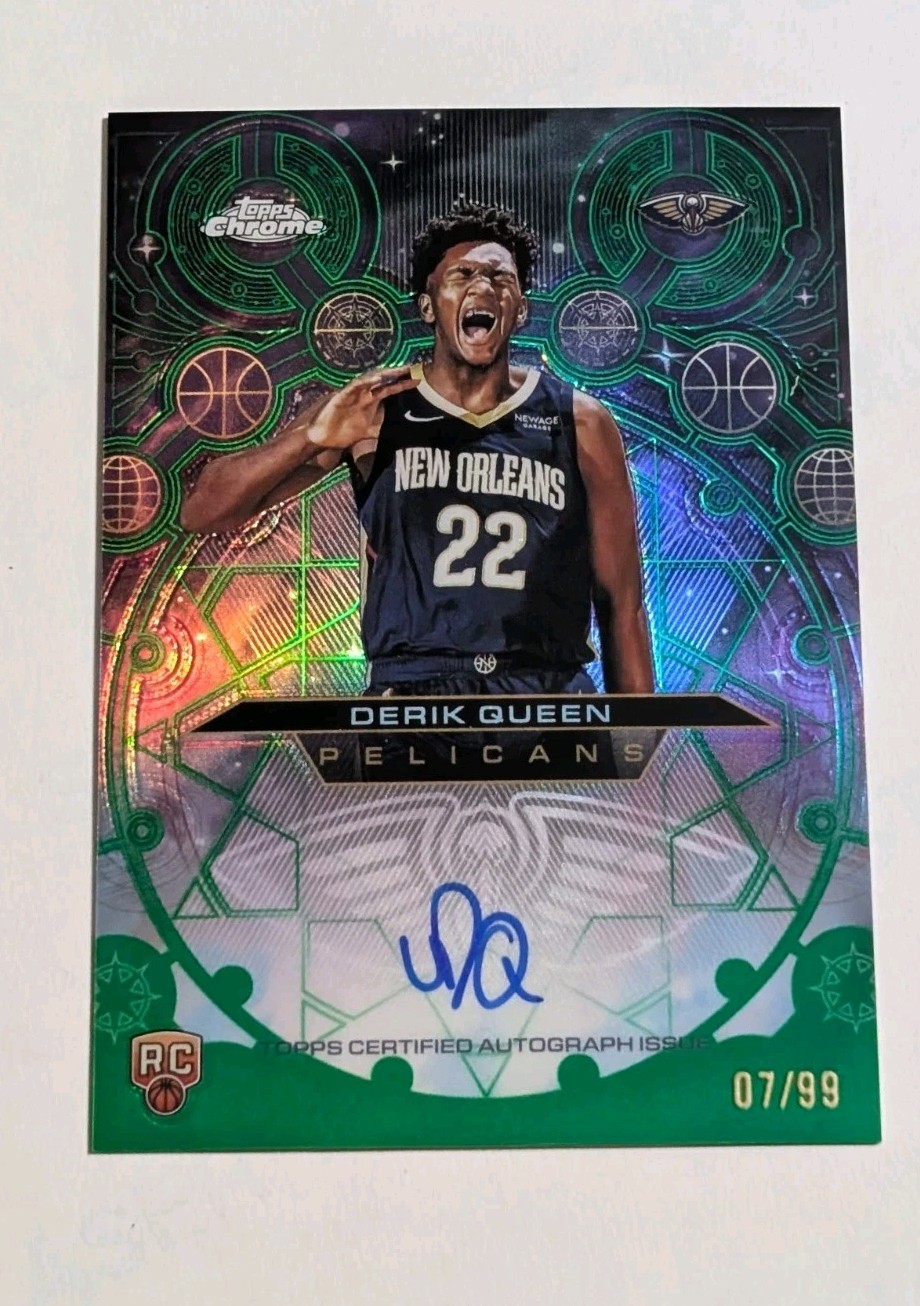 2025-26 Topps Chrome Green Chromographs Auto #'d /99 Derik Queen Rookie Pelicans