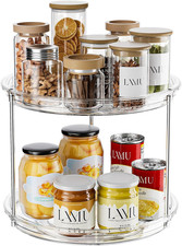 2 Tier Lazy Susan Turntable Organizer for Cabinet, 9'' Rotating Spice Rack for K