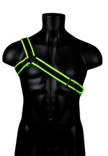 OUCH Glow In The Dark NEON GREEN Bonded Leather Gladiator Harness  L/XL 