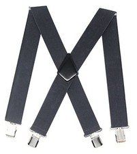 Timiot Mens 2 Inch Wide Suspenders Heavy Duty Strong Clips Adjustable Dark Grey