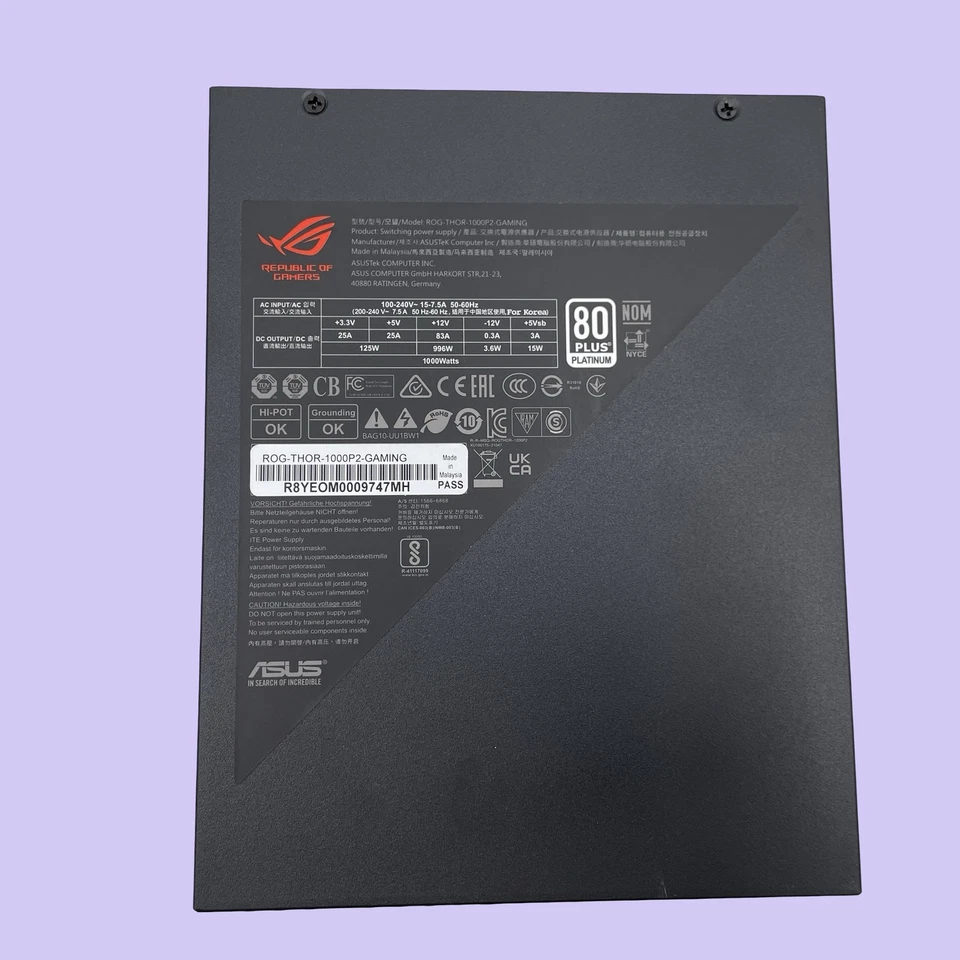 ASUS ROG Thor 1000W Platinum II Fully Modular Power Supply for Gaming #MC6225 - Image 4 of 4