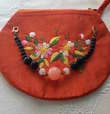 Haori Himo 18cm Rose Quartz And Sparkly Beads With Hooks
