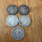 Silver Barber Quarters Lot of 4 Coins Plus Standing Liberty Quarter
