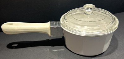 Princess House Nouveau White Ceramic 1 Qt. Pan/lid W/ White Detachable Handle