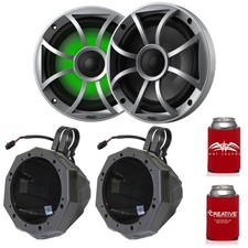 Wet Sounds RECON 6-S RGB 6.5" Marine Speakers with US2-C65U-150 Pod  Clamps