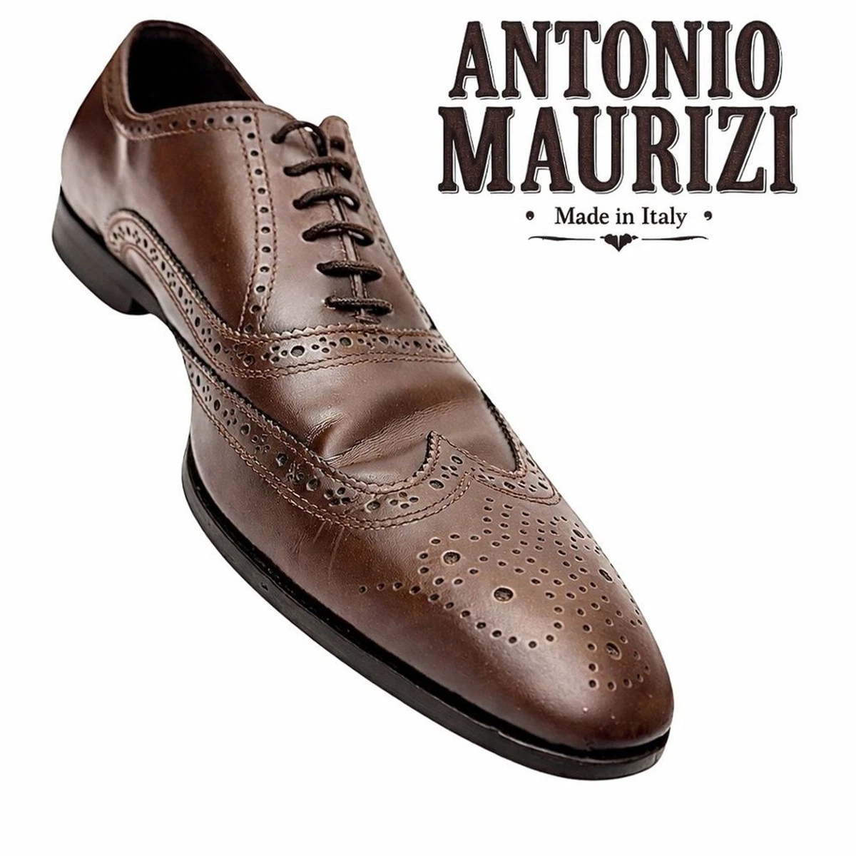 Antonio Maurizi Made in Italy Brown Leather Wingtip Oxfords Shoes Mens Size 9 Antonio Maurizi Leather & Suede Wingtip main image 4