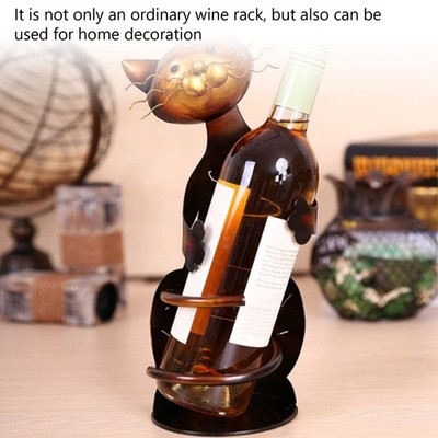 Cat Shaped Wine Rack Metal Sculpture Shelf Practical Sculpture Home Decorati SET