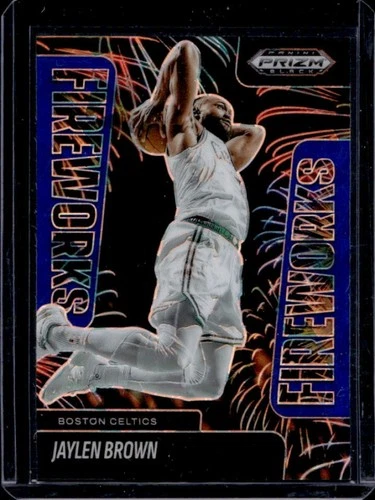 2024-25 Panini Prizm Black Jaylen Brown Fireworks Blue Ice Prizm #/125 Celtics