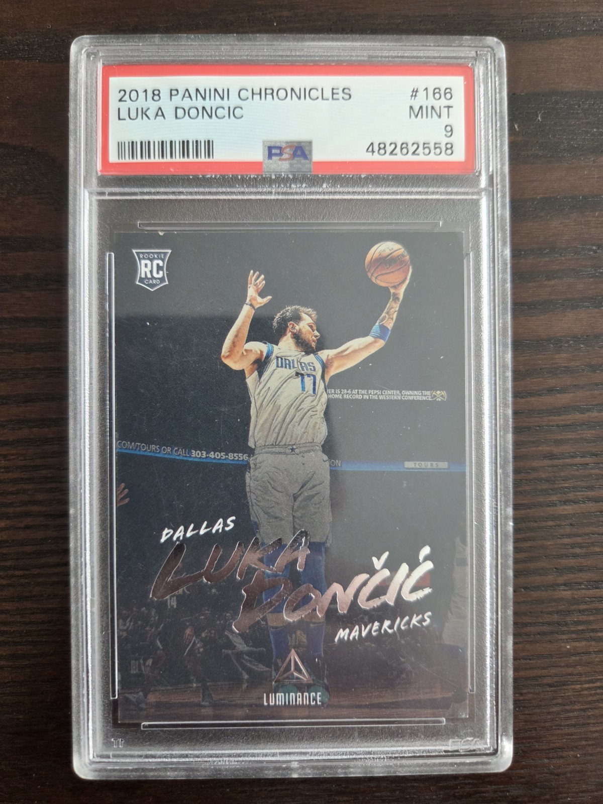 Luka Doncic 2018-19 Panini Chronicles #166 Luminance Rookie PSA 9 Mint Mavericks