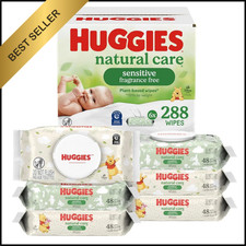 Huggies Natural Care Sensitive Baby Wipes, Unscented, Hypoallergenic, 6 Flip-Top