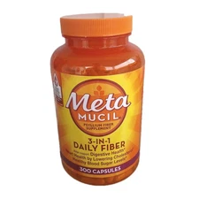 Metamucil Psyllium Fiber Supplement 300 Ct Digestive Health Lowers Cholesterol 