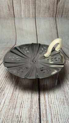 Vintage Farnco Fuß Chrom Bakelit Kuchenplatte Distel Design England #1258