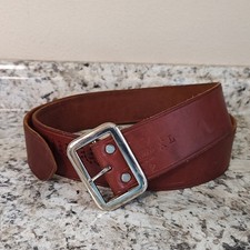 George Lawrence Co Leather Belt Men XL Brown Vintage Workwear Made in USA