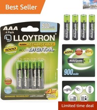 Universal 4 Pack of 900mAh NiMH AAA Rechargeable Batteries - Up to 1000 Charges 2.25 per battery