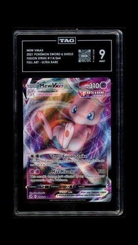 Pokémon Mew VMAX 114/264 Fusion Strike Full Art Ultra Rare Holo TAG Graded 9