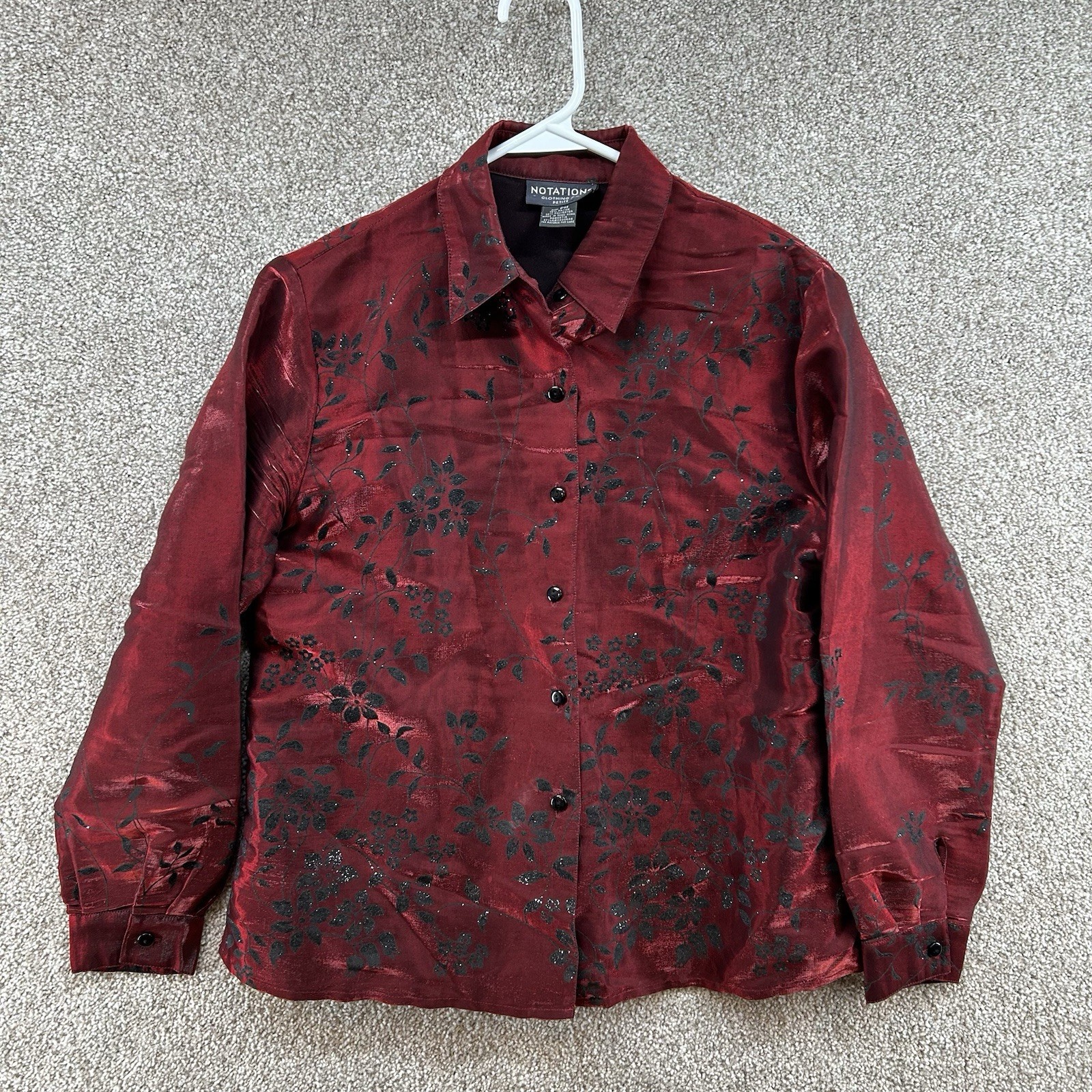 Notations Women's Button Up Size Medium Petite Re… - image 1