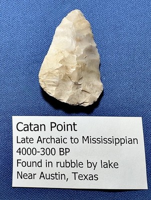 Catan Point, Flint, Surface Find Nr Austin, TX, Artifact, 1.75   - AUTHENTIC
