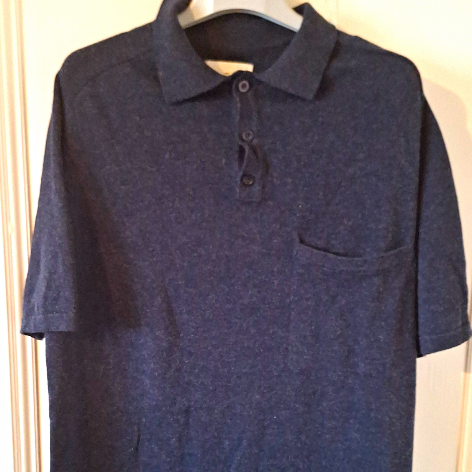 esmé studios Men's Navy Polo Shirt L Regular Short Sleeve Collared Button