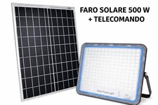 Faro Esterno 500W Con Pannello Solare e Telecomando Faretto Crepuscolare