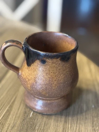 Vintage Canyon Mesa Brown McCoy Pottery Pedestal Footed Coffee 14oz Mug USA