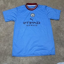 Manchester City Home Jersey Mens Medium Blue Soccer Puma De Bruyne 17 Etihad