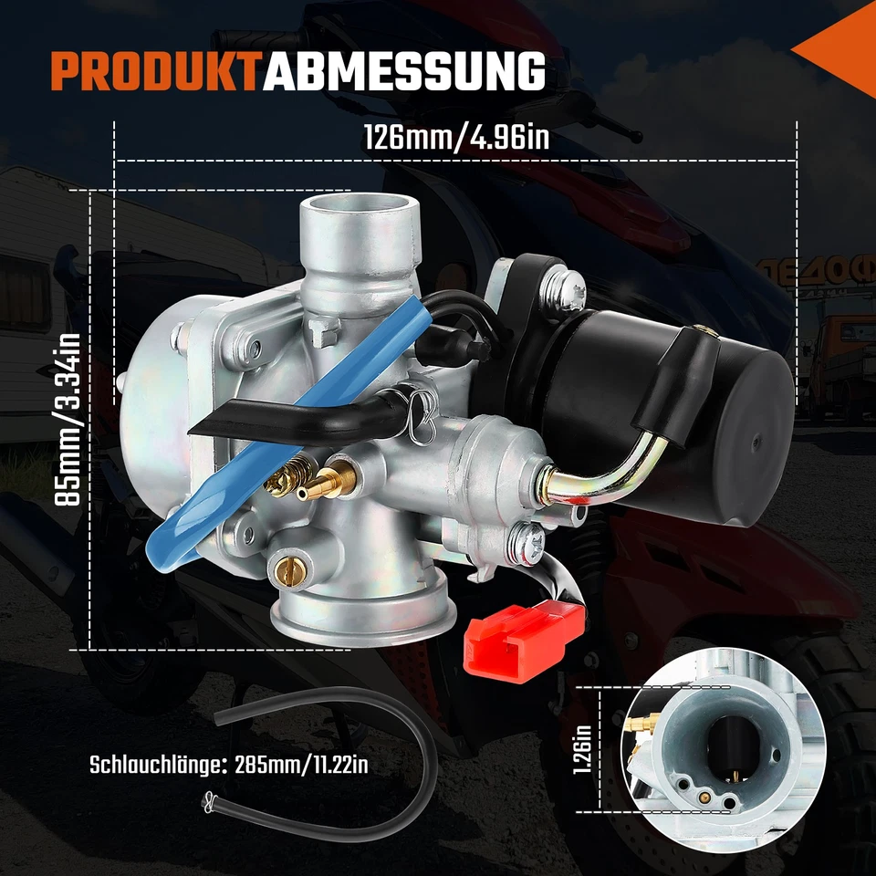 Vergaser 17,5mm Passend für Yamaha Peugeot Force 50 C-Tech inkl. E-Choke Ersatz - Bild 3 von 4