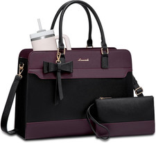 Laptop Tote Bag for Women,Leather Work Bag,Waterproof Business Teacher Bag-Large