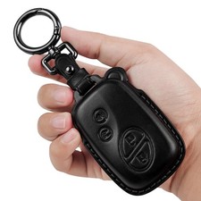 Tukellen for Lexus Key Fob Cover Leather with Keychain 4 Buttons, Black
