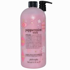 PHILOSOPHY PEPPERMINT STICK SHAMPOO, SHOWER GEL, BUBBLE BATH, JUMBO 32oz New